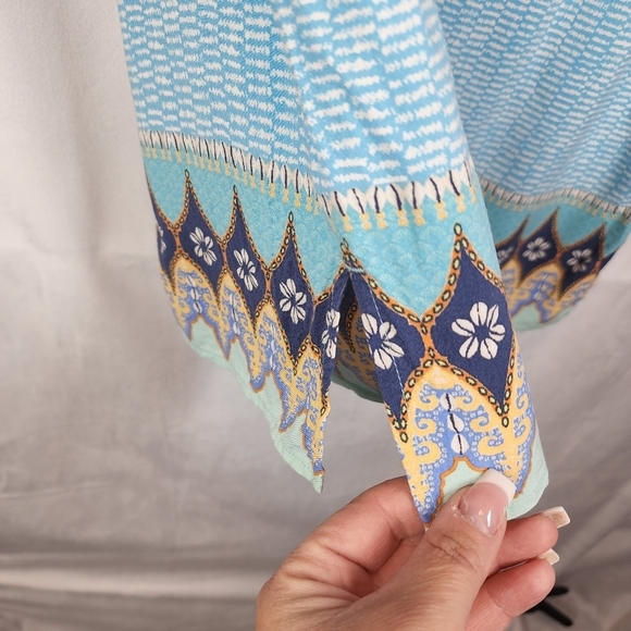 J. Jill Blue Green Shirt Rayon Size Small - Picture 7 of 8